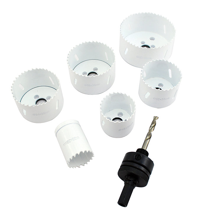 Trépans bi-métal plombier universel ø35, 45, 55, 65, 68 et 85 mm - 6 pièces