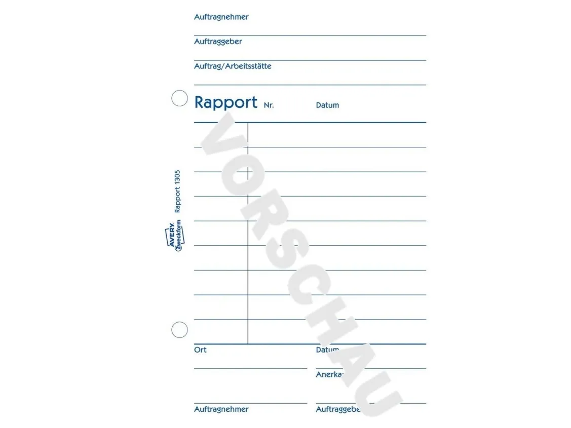 Avery Zweckform - Rapportblanket - 100 ark - A6