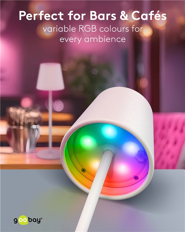 LED Akku Tischleuchte Home Deko Nachttisch Lampe Kabellose Beleuchtung mit Touch Steuerung IP44 (73928) - Weiss / Bunt