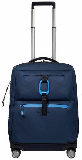 Piquadro - Blauwe Stoffen Reistrolley - Handbagage Koffer