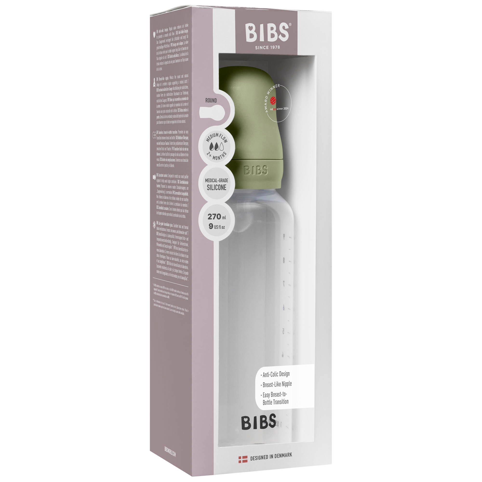 Bibs babyfles met siliconen speen - medium flow 270ml - flesjes - Prénatal