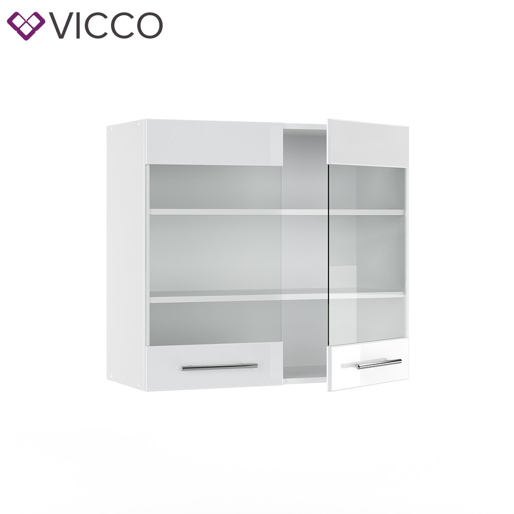VICCO Hängeglasschrank 80 cm Weiß Küchenzeile Unterschrank Fame