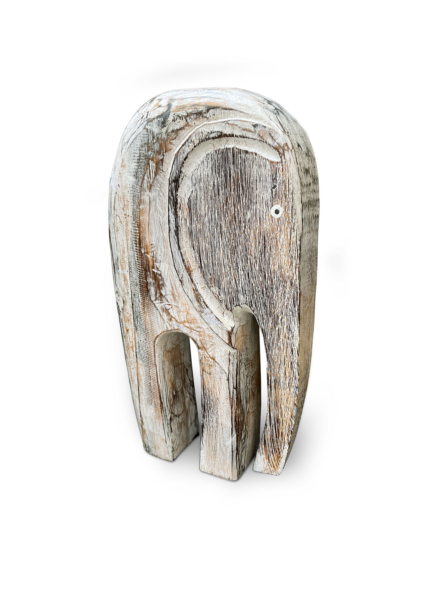 Holzelefant 'Bumi', whitewash, H 40 cm, B 20 cm, L 8 cm von fischer's lagerhaus