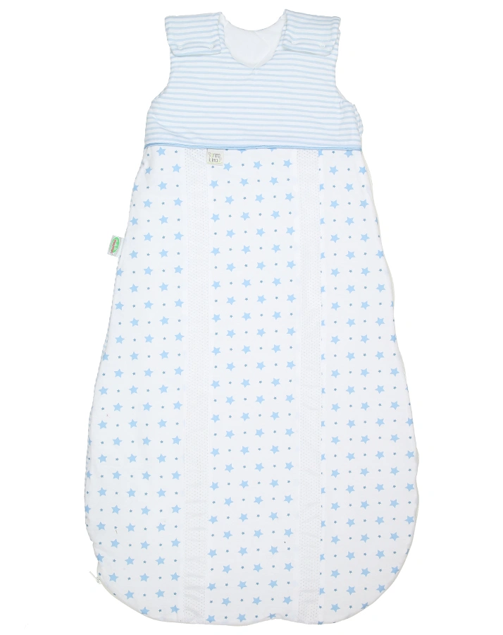 Jersey-Schlafsack BabyNest® PRIMAKLIMA STARS in weiß/hellblau