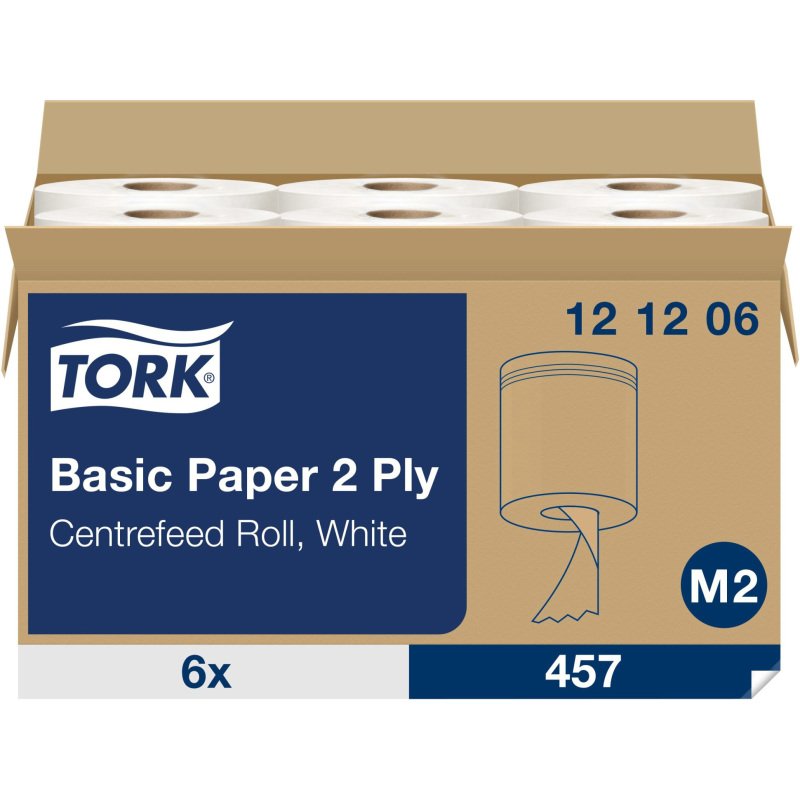 Bobine d'essuyage à dévidage central Tork M2 Wiper 320 blanche - Carton de 6