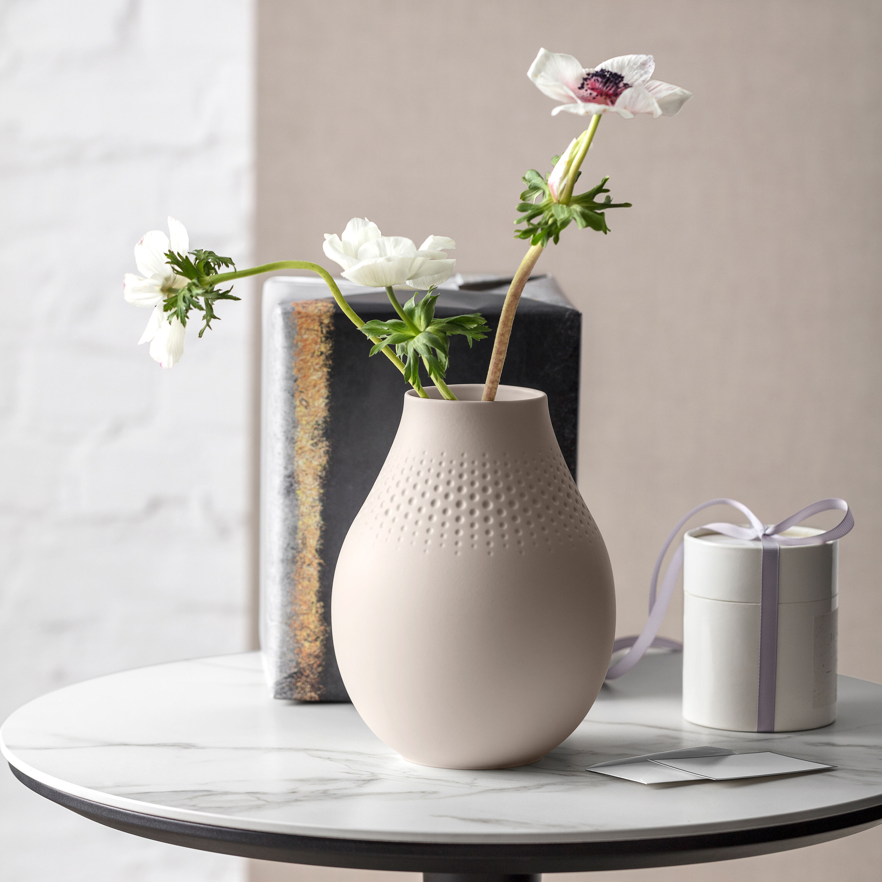Manufacture Vase Beige, 6.3'' x 8.1'', Premium Porcelain