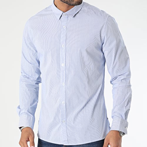 Chemise Manches Longues A Rayures Carton 10711547D Bleu Clair