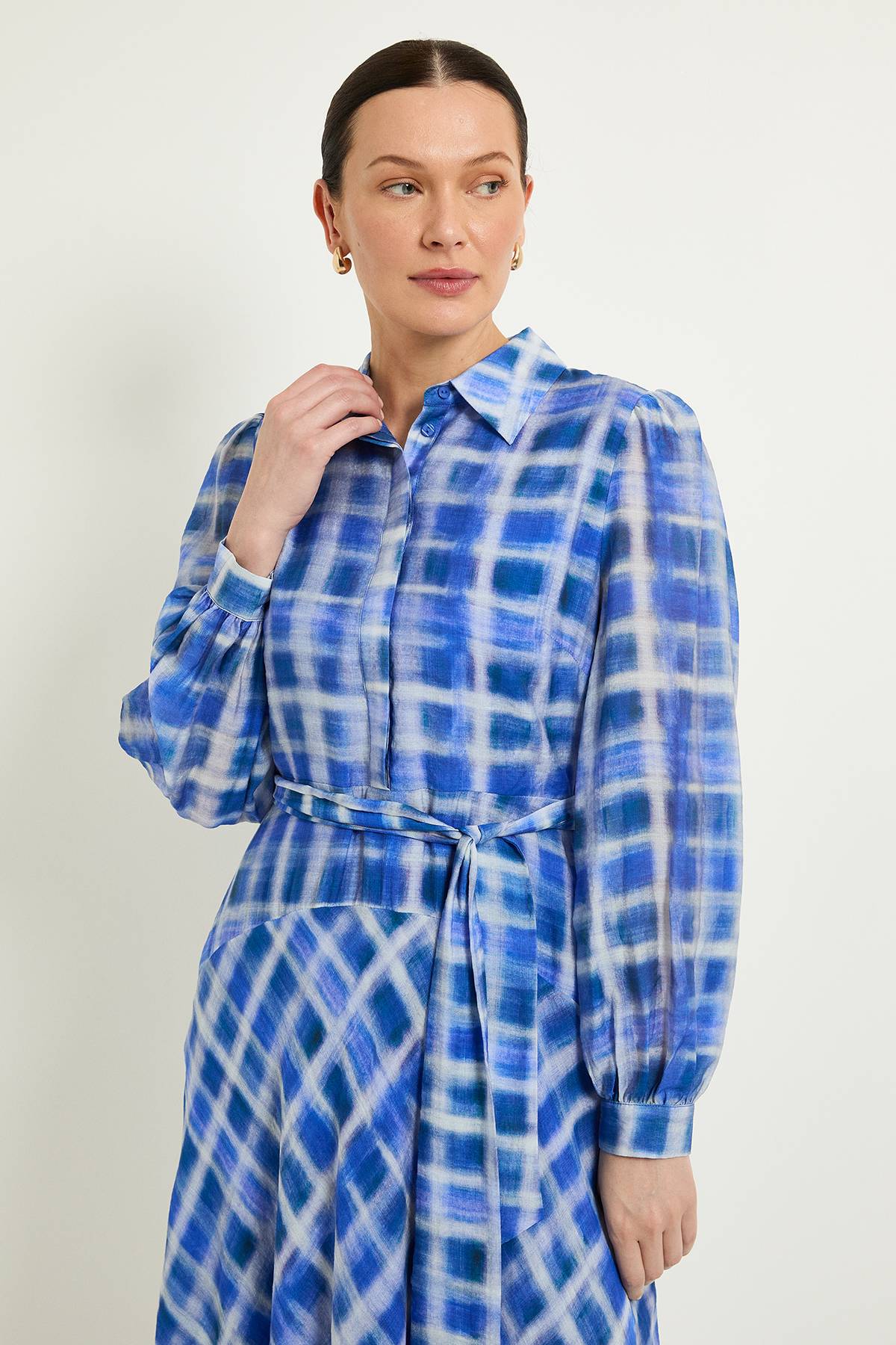 Wallis Robe Chemise À Carreaux Avec Ceinture