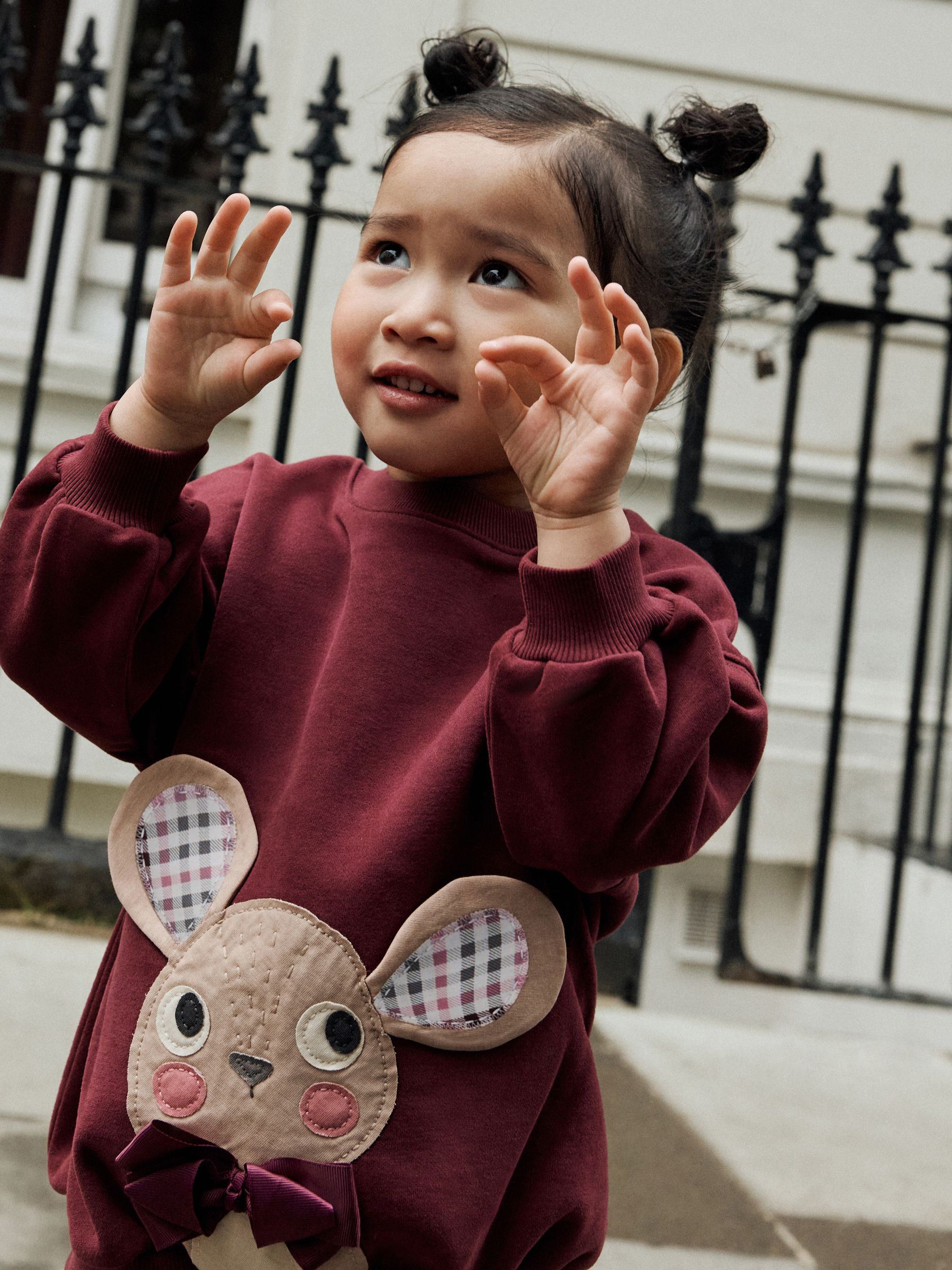 Burgundy Red Check Mouse - Set van sweatshirt en uitlopende legging (3 mnd - 7 jr)