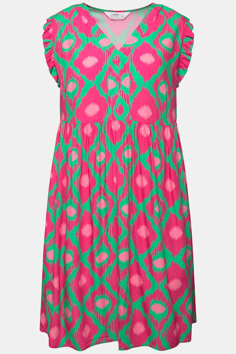 Kleid, Alloverdruck, V-Ausschnitt, ärmellos
