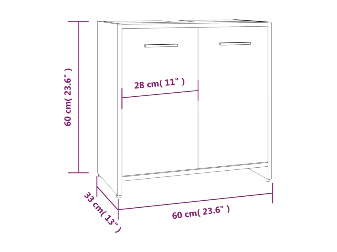 Armoire de bain Chêne fumé 60x33x60 cm Bois d'ingénierie