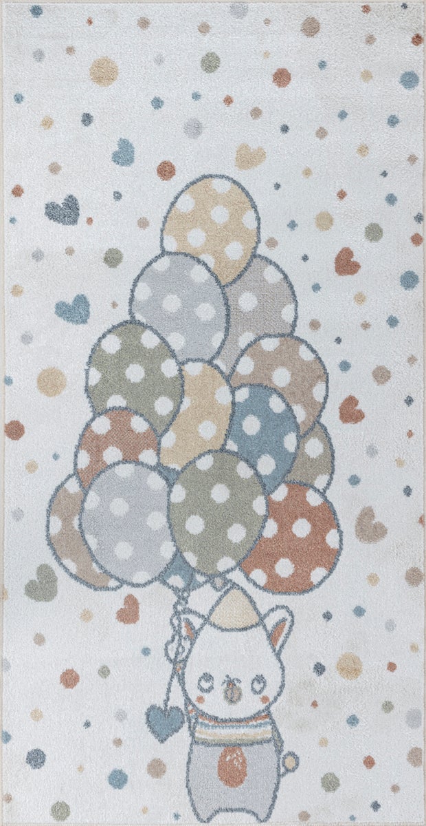 Machinewasbaar kinderkleed met ballonnen, veelkleurig/beige, 80x150 cm, STELLA
