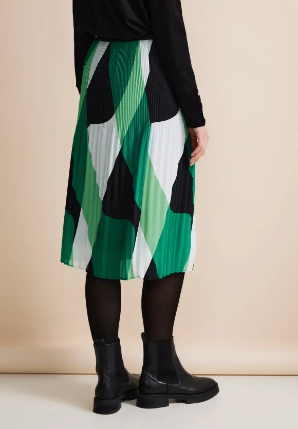 Print Plissée Rock - fresh spring green