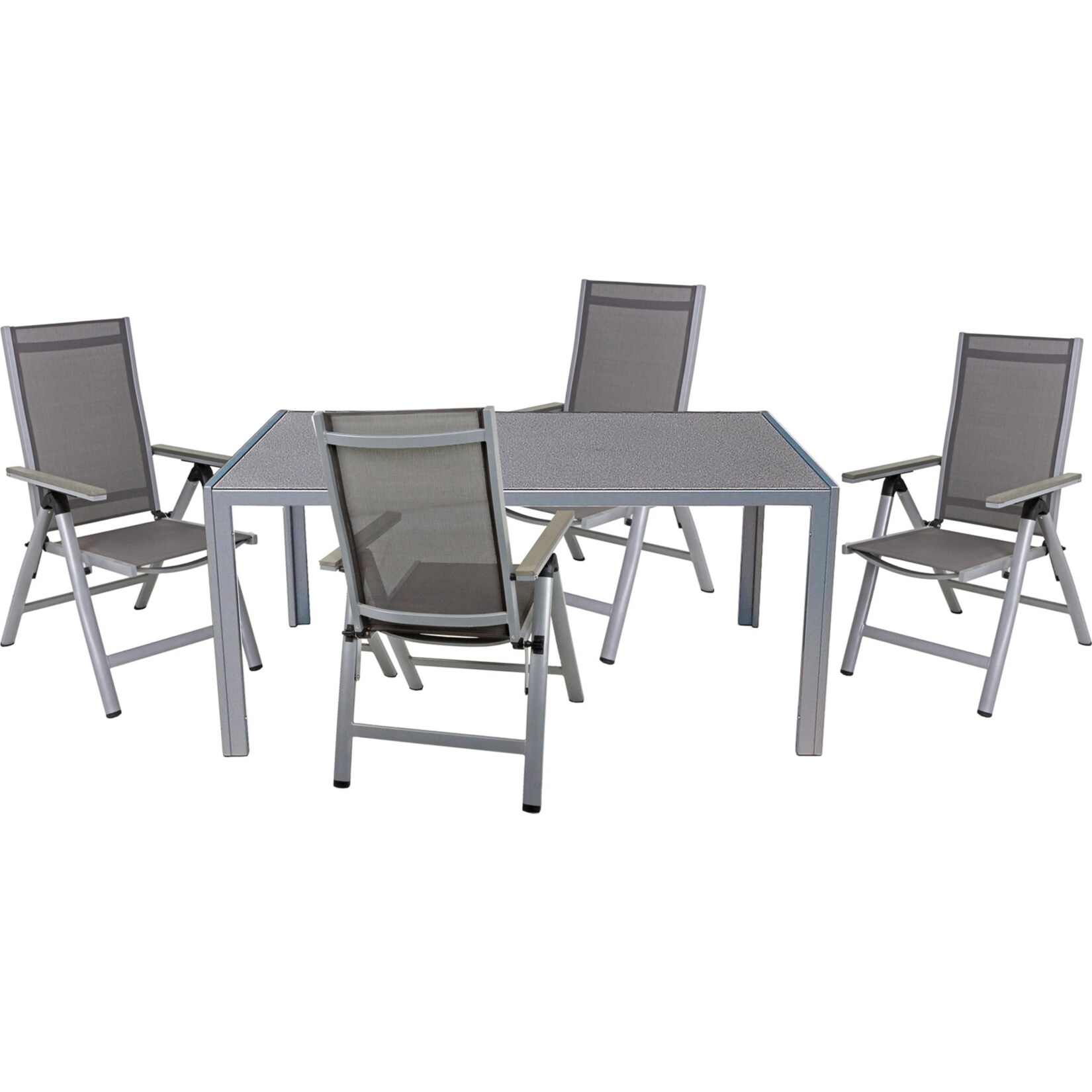5tlg. Alu Tischgruppe Garten Sitzgruppe Lounge Set Gartenmöbel Sitzgarnitur