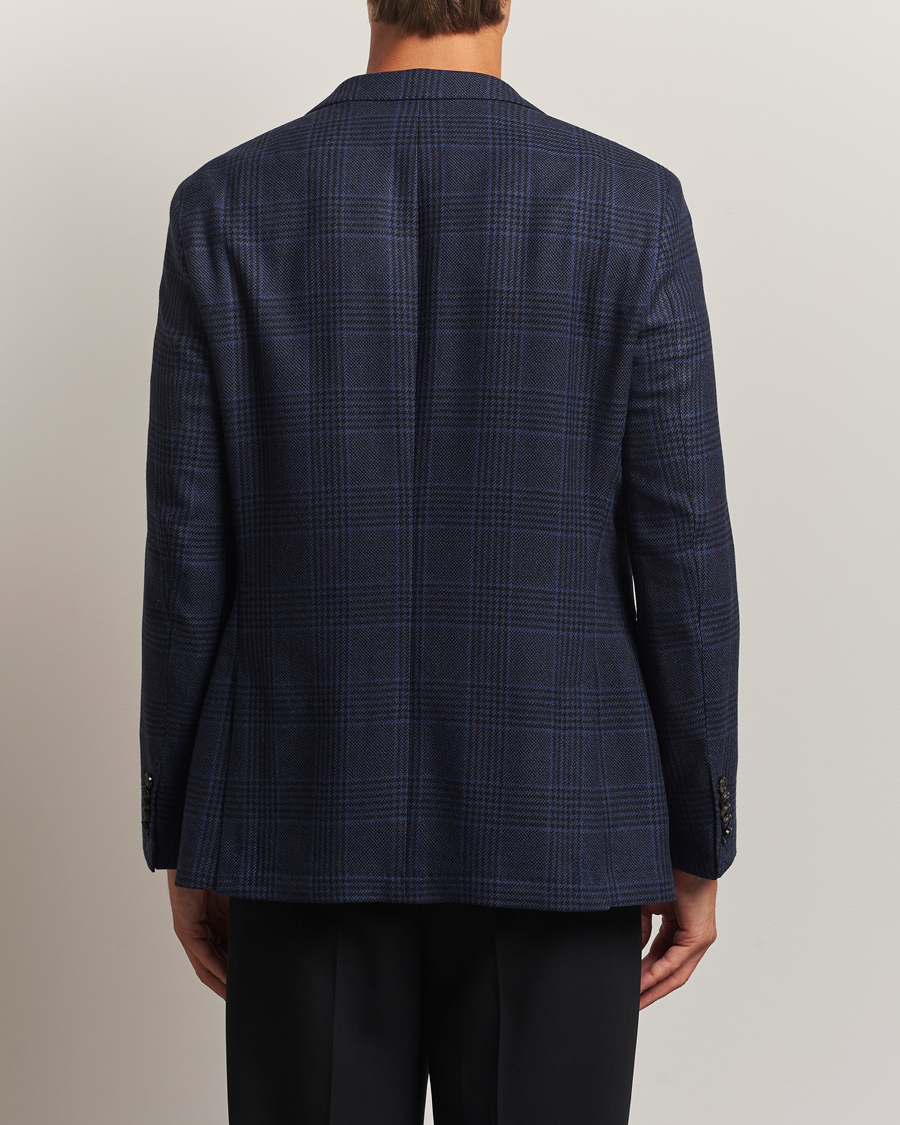 BOSS CAMEL Jeff Wool Checked Blazer Dark Blue