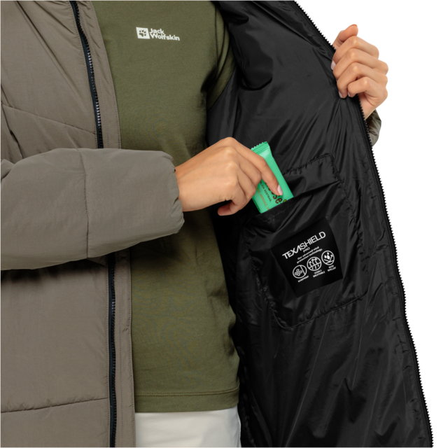 Jack Wolfskin Funktionsmantel »KAROLINGER LONG COAT W«, Wärmend, winddicht, Übergangsjacke