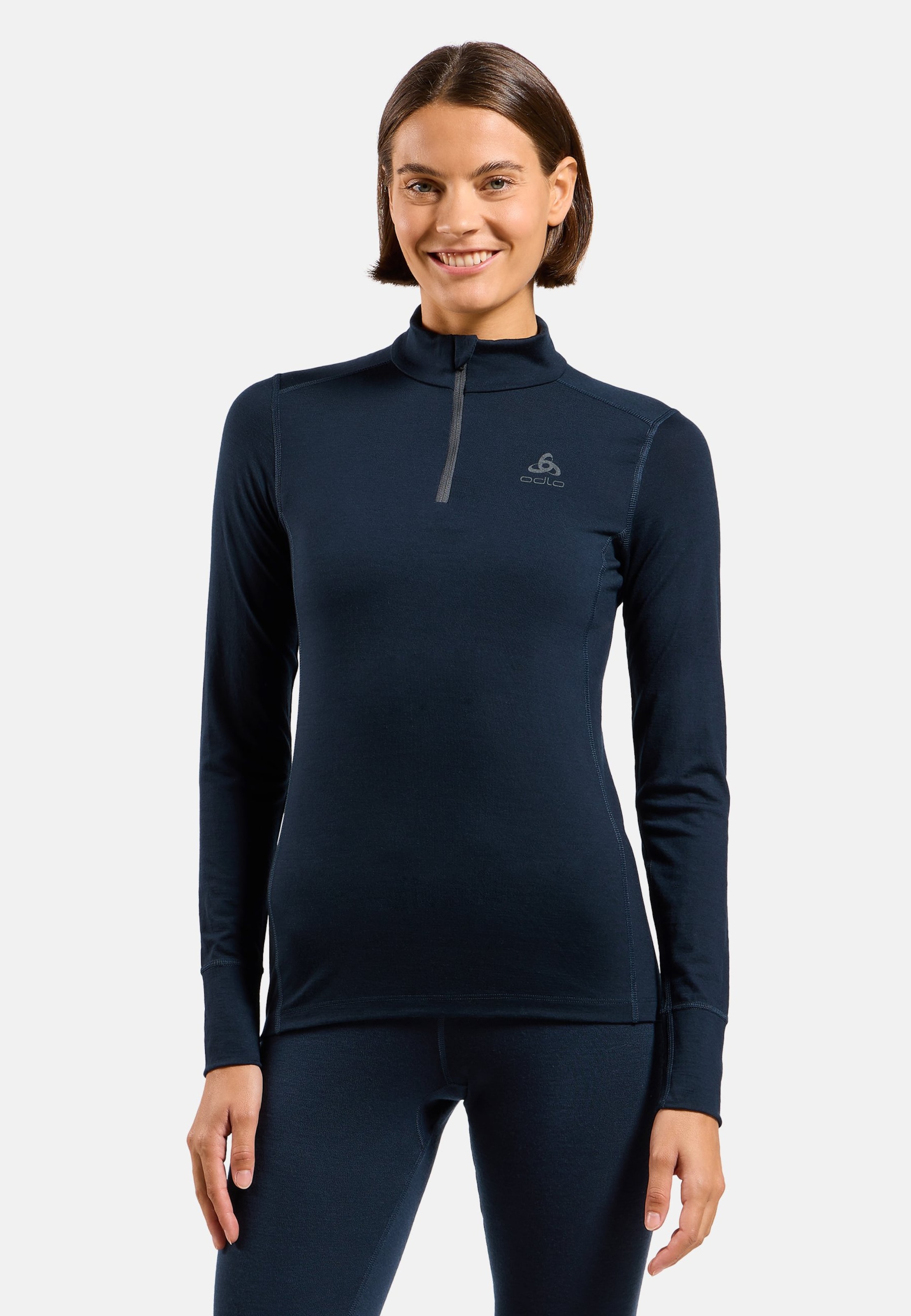 Natural Merino 200 Base Layer Half Zip in dark sapphire