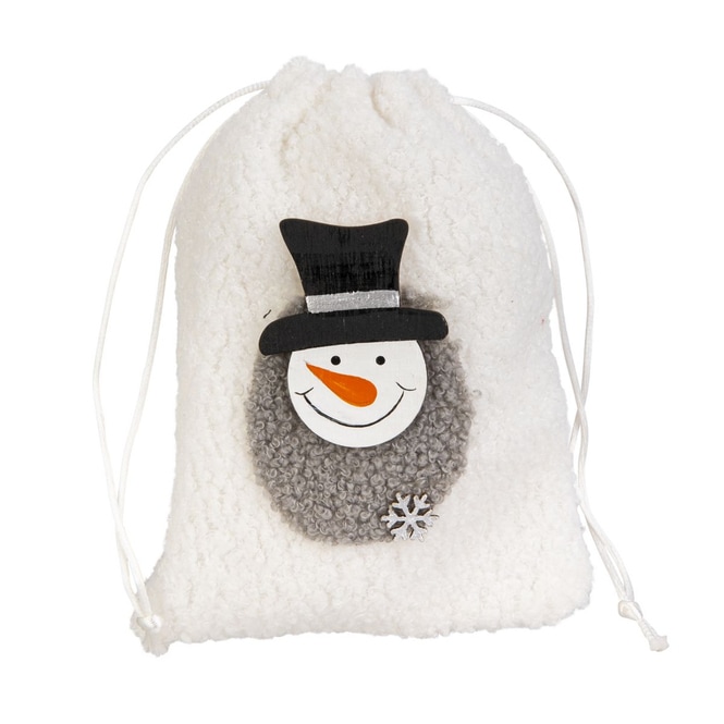 Geschenksäckchen - Schneemann - weiß - ca. 18,5 x 13,5 cm