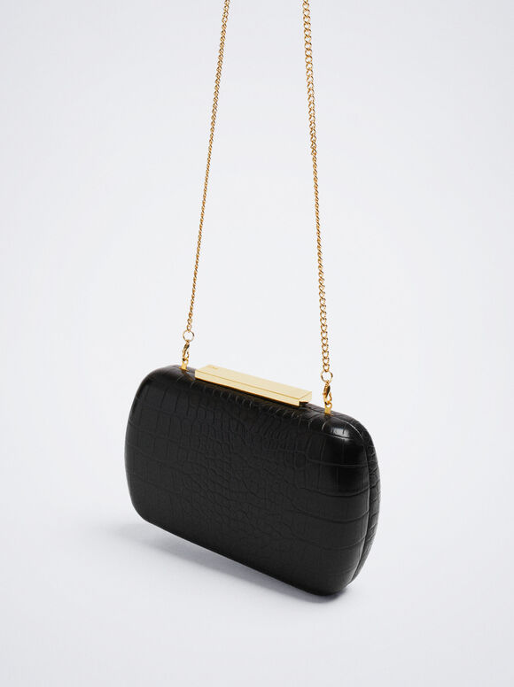 Clutch De Fiesta Grabado Animal - Preto