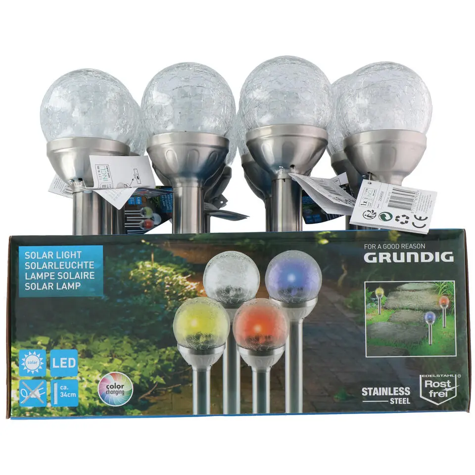 Grundig Prikspot - solar - RVS - tuinverlichting - 25 cm