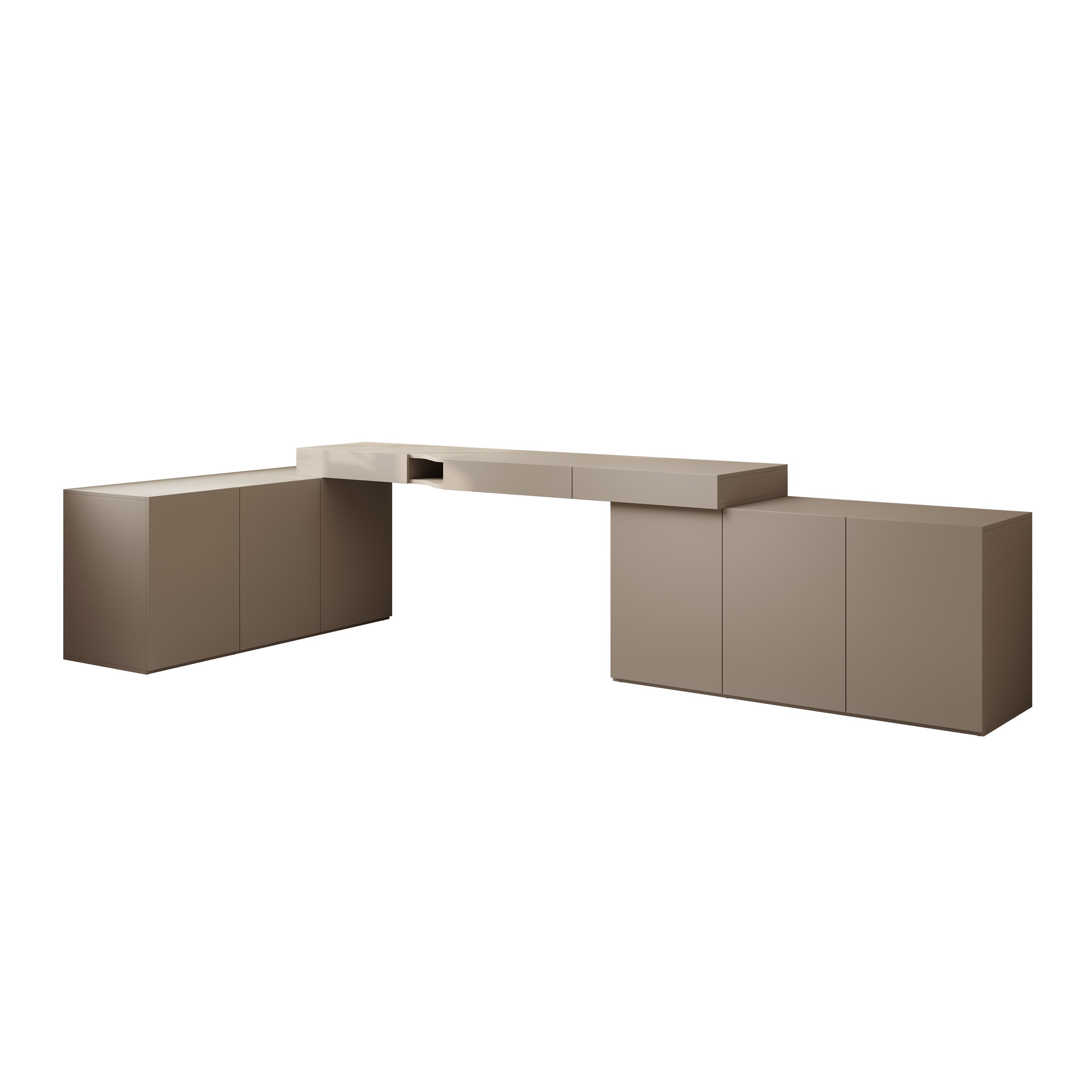 Meubella - Whenua 4 - Bureau links - Beige - 338x141x79 cm