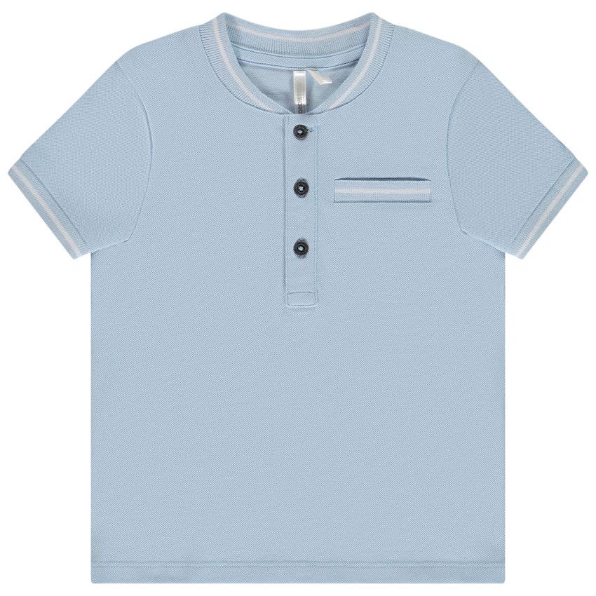 Polo manches courtes à col teddy pour bébé garçon - Bleu