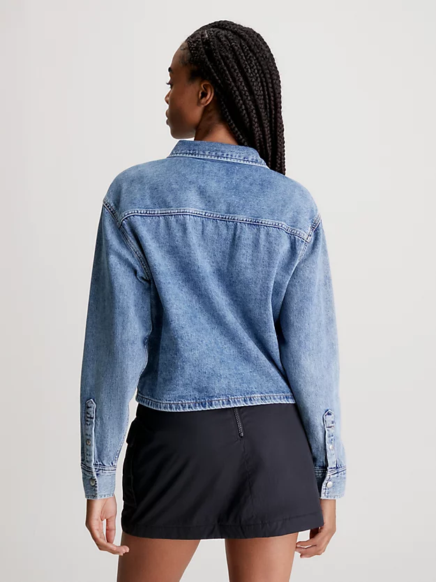 Camisa jeans cropped estilo pai