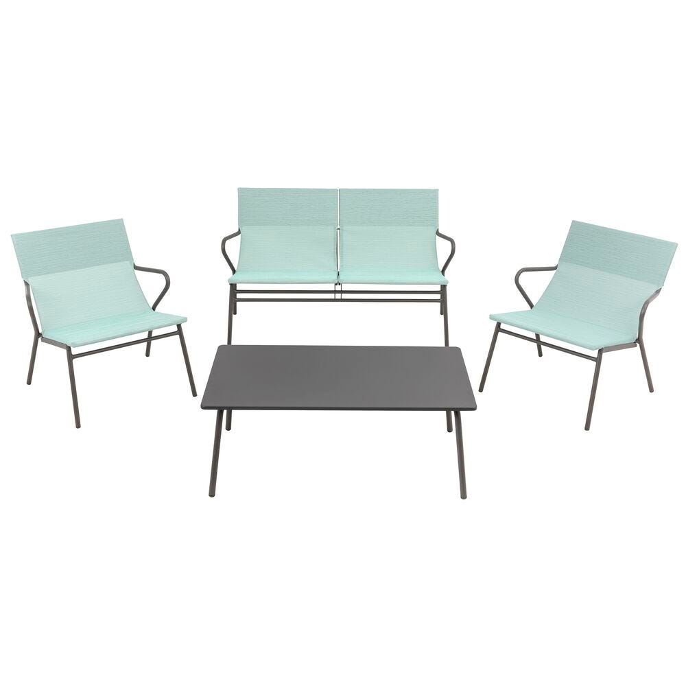 Niedriges Loungeset aus rechteckigem Tisch, Bank und 2 Sesseln Vence Batyline® Duo Mistral Blue