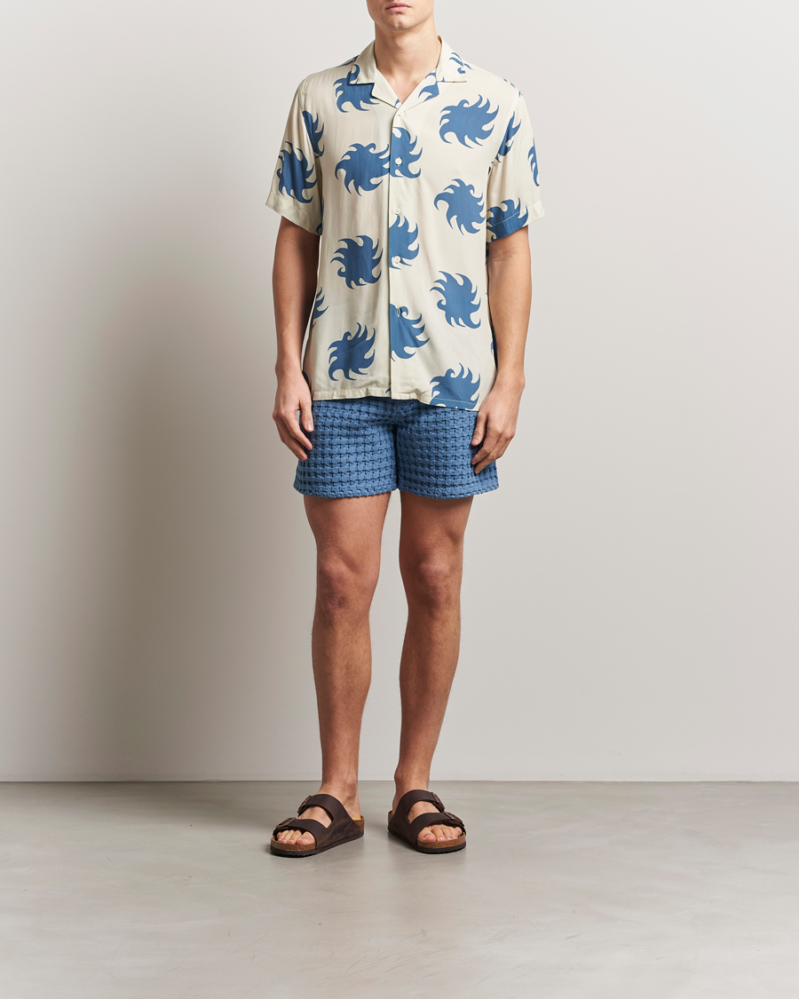 OAS Viscose Resort Short Sleeve Shirt Sky Ember