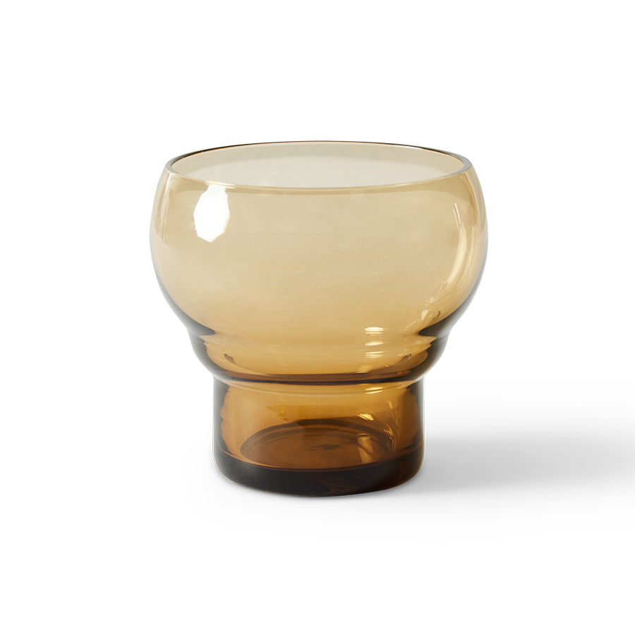 Servies 70's glassware: bulb glas amber - set van 4