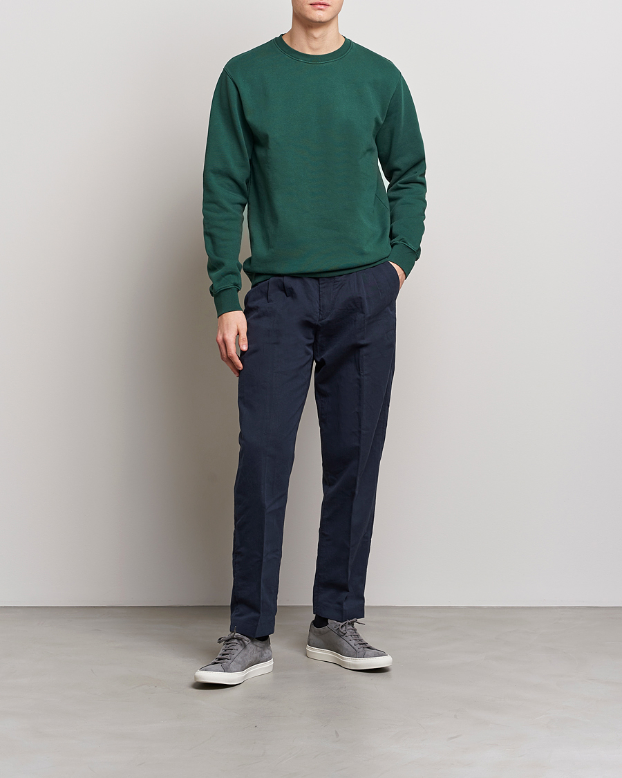 2-Pack Classic Organic Crew Neck Sweat Navy Blue/Emerald Green