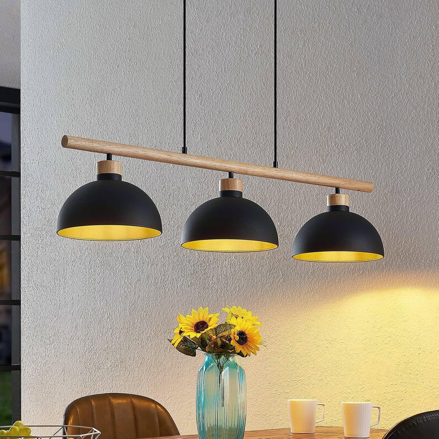 Lindby Pendelleuchte Tirzana (Retro, Vintage Antik) in Schwarz aus Metall (3 flammig E27) - Deckenlampe Esstischlampe Hängelampe Hängeleuchte Wohnzimmerleuchte