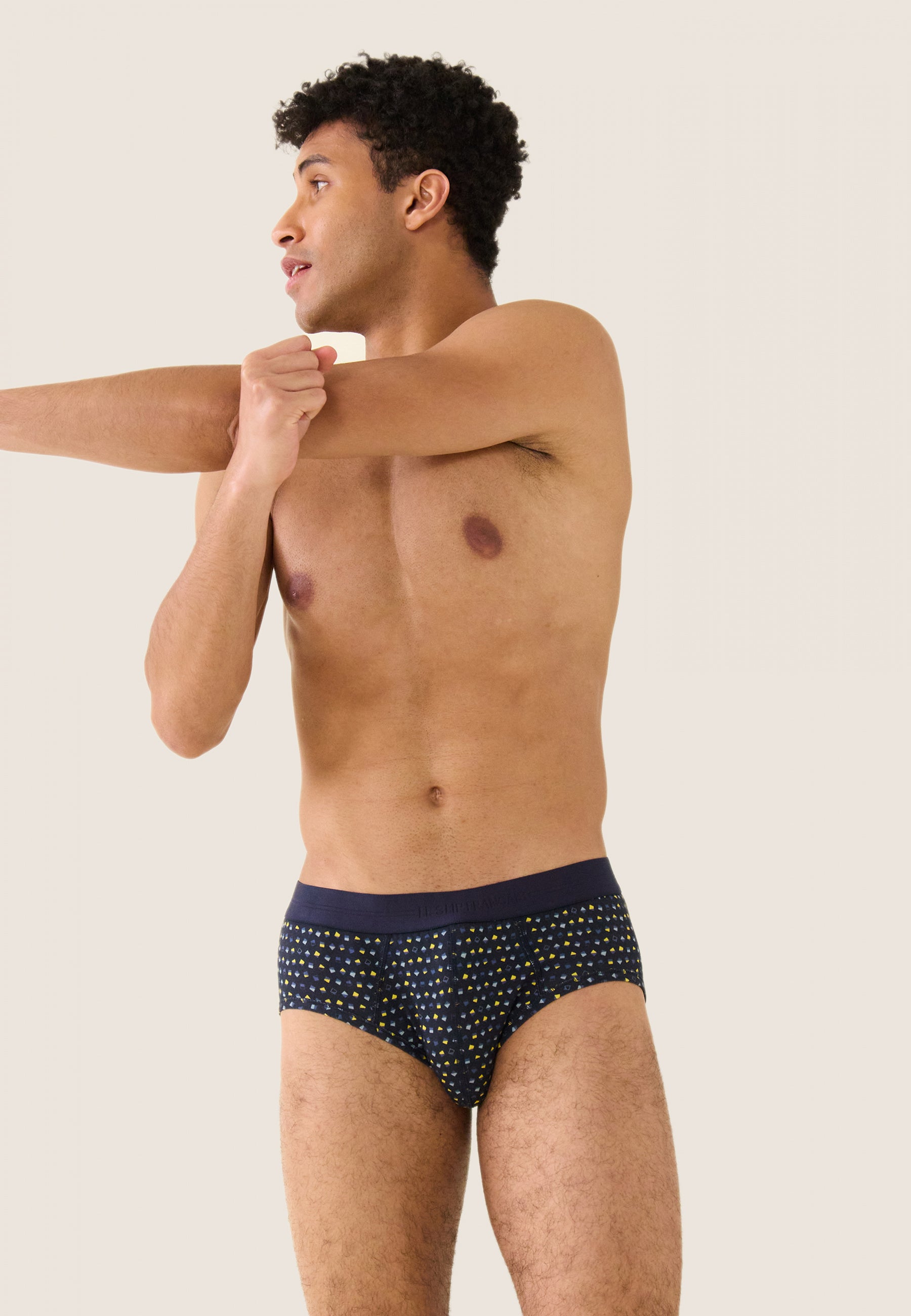 Slip en coton-Terrible Petits Carrés Marine Cire