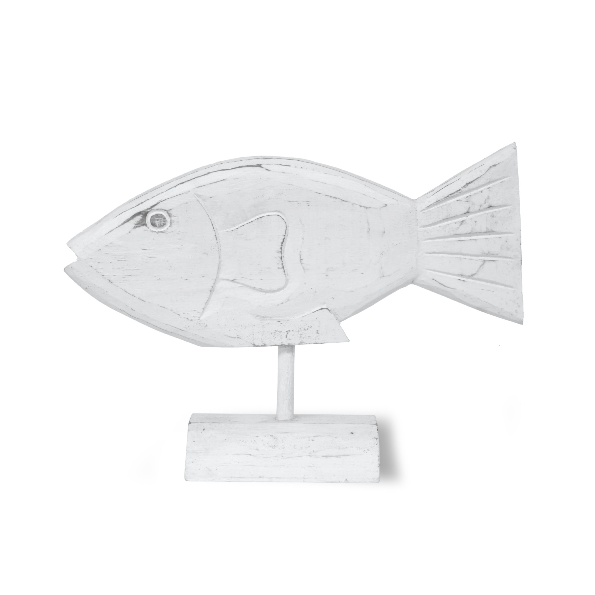 Aufsteller 'Fisch' weiß, B 30 cm, H 20 cm, T 8 cm von fischer's lagerhaus