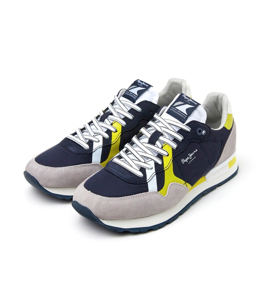 Tênis Pepe Jeans Navy Brit em couro combinado