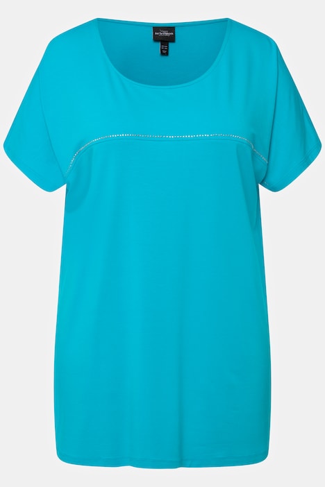 T-Shirt, Glitzerstein-Streifen, Rundhals, Halbarm