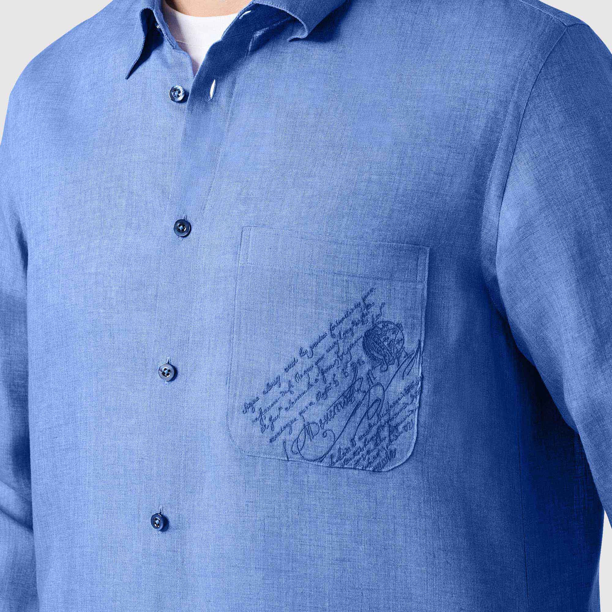 Chemise En Lin Avec Poche Scritto