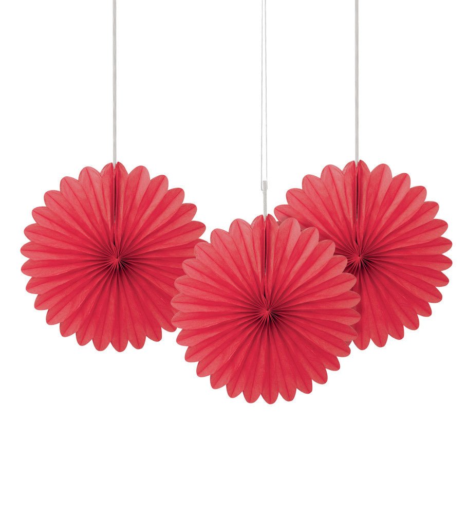 Papieren Waaiers Rood 15cm 3st