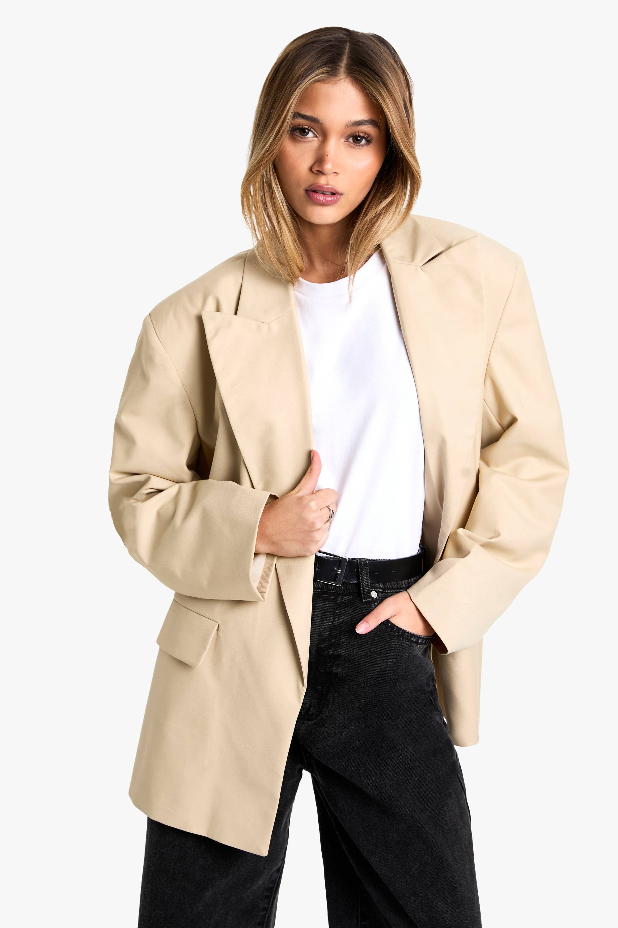 boohoo Blazer oversize ouvert à reverss extrêmes