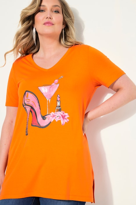 T-Shirt, A-Linie, Pumps-Motiv, Halbarm