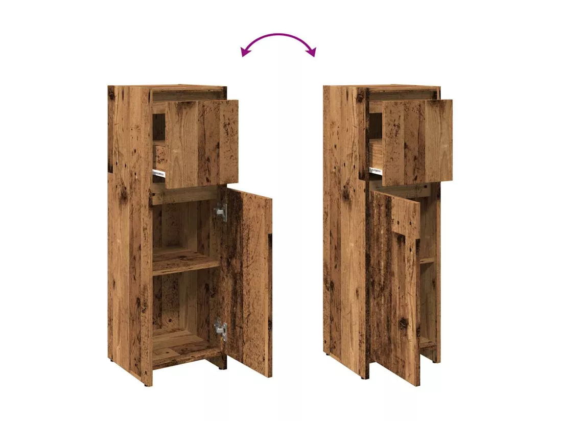 Armoire de salle de bain vieux bois 30x30x95 cm bois ingénierie