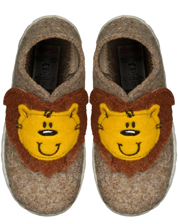 Filz-Hausschuhe HAPPY LION in beige