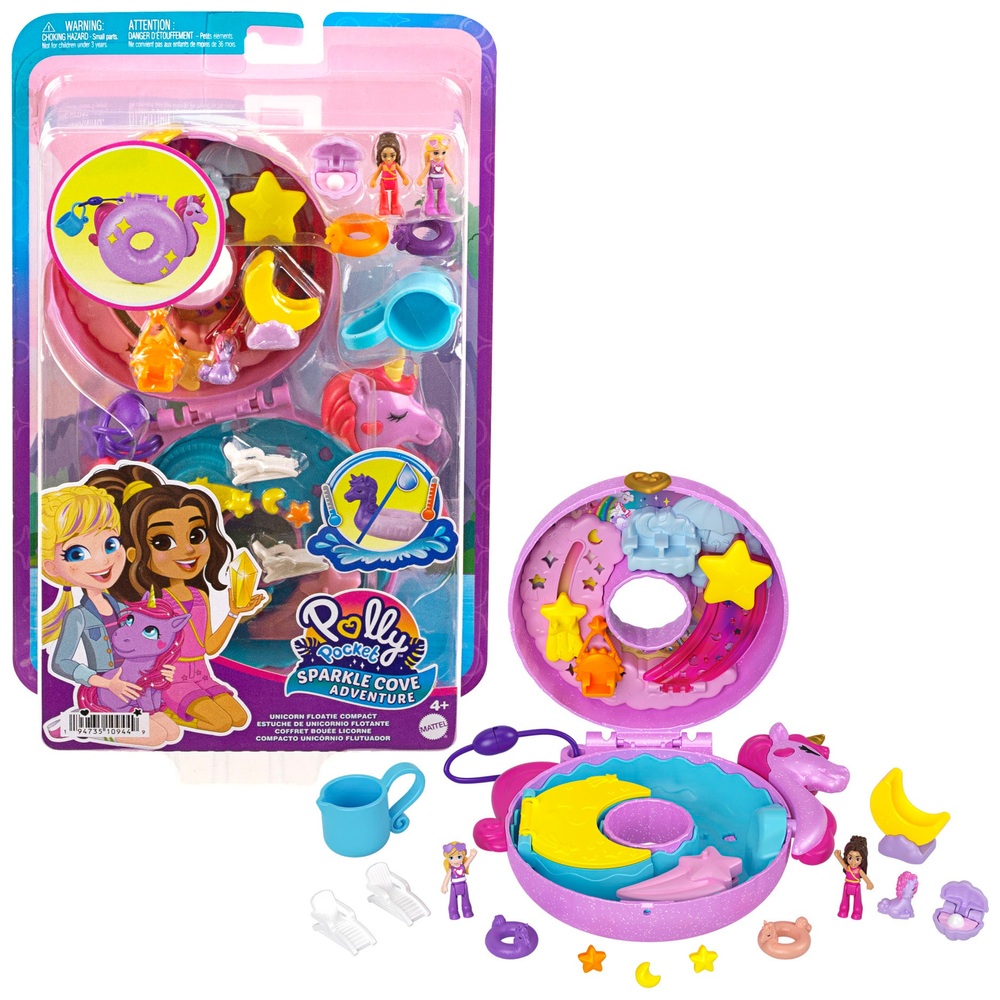 Polly Pocket Sparkle Cove Abenteuer Einhorn Schwimmring Kompaktes Spielset
