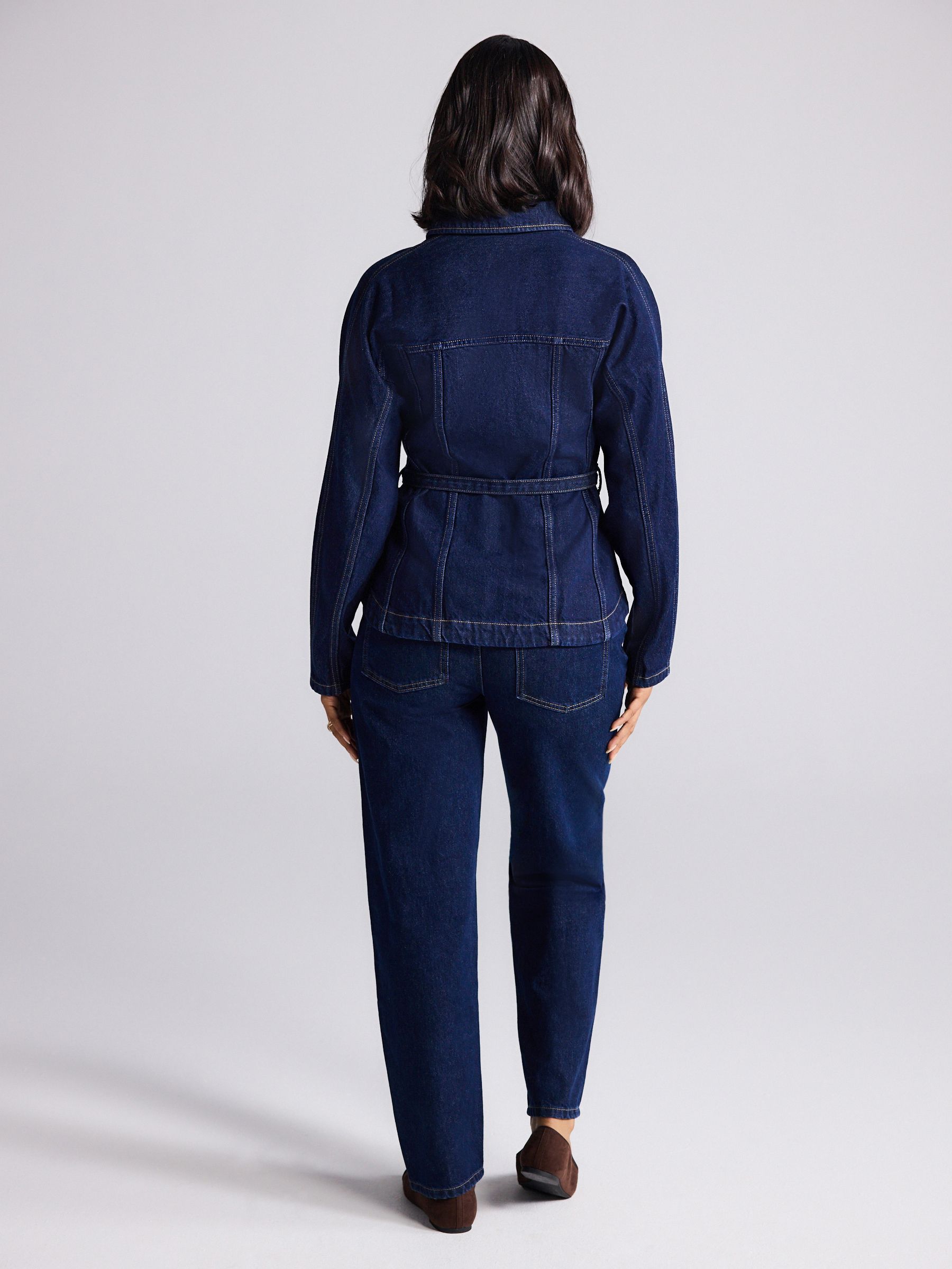 Blauw met wassing - Jeans met ruime rechte pijpen