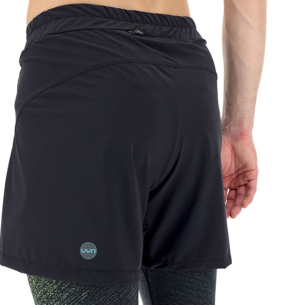 Short running UYN MAN RUNNING EXCELERATION SHORTS 2IN1 BLACK YELLOW FLUO