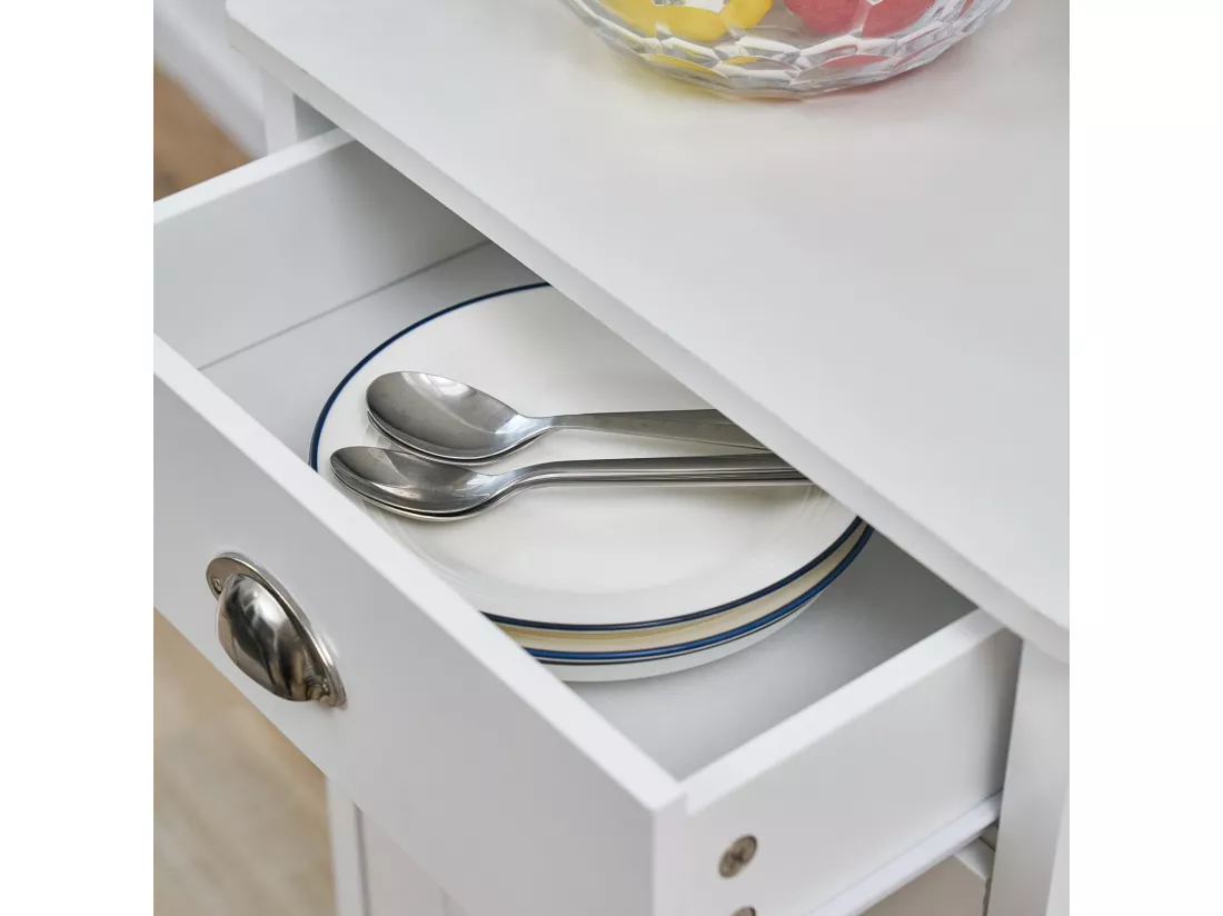 Chariot de cuisine SVITA à roulettes, système de tri des déchets avec tiroirs, blanc