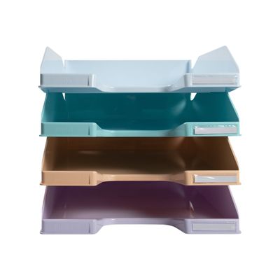 Exacompta Combo Midi - 4 Corbeilles à courrier - couleurs pastels glossy