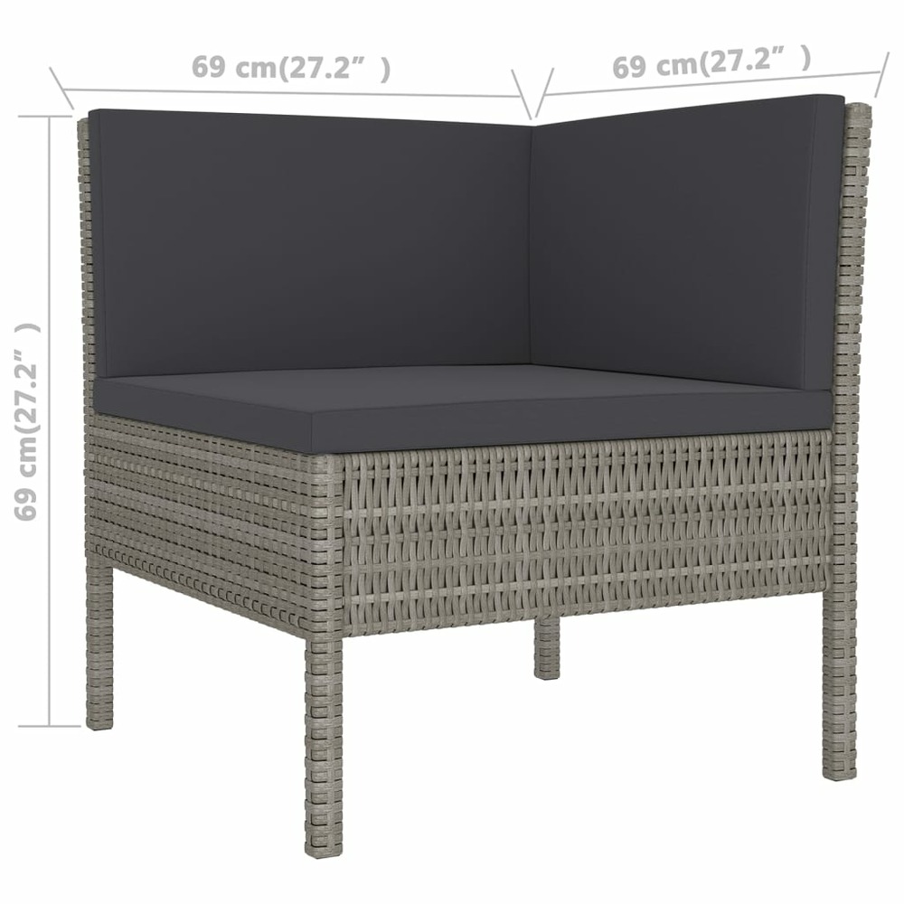 Salon de jardin meuble d'extérieur ensemble de mobilier 12 pièces avec coussins résine tressée gris