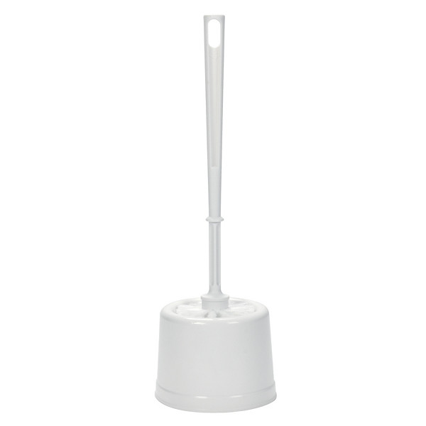 Porte-brosse et brosse WC 1er prix en polypropylène blanc