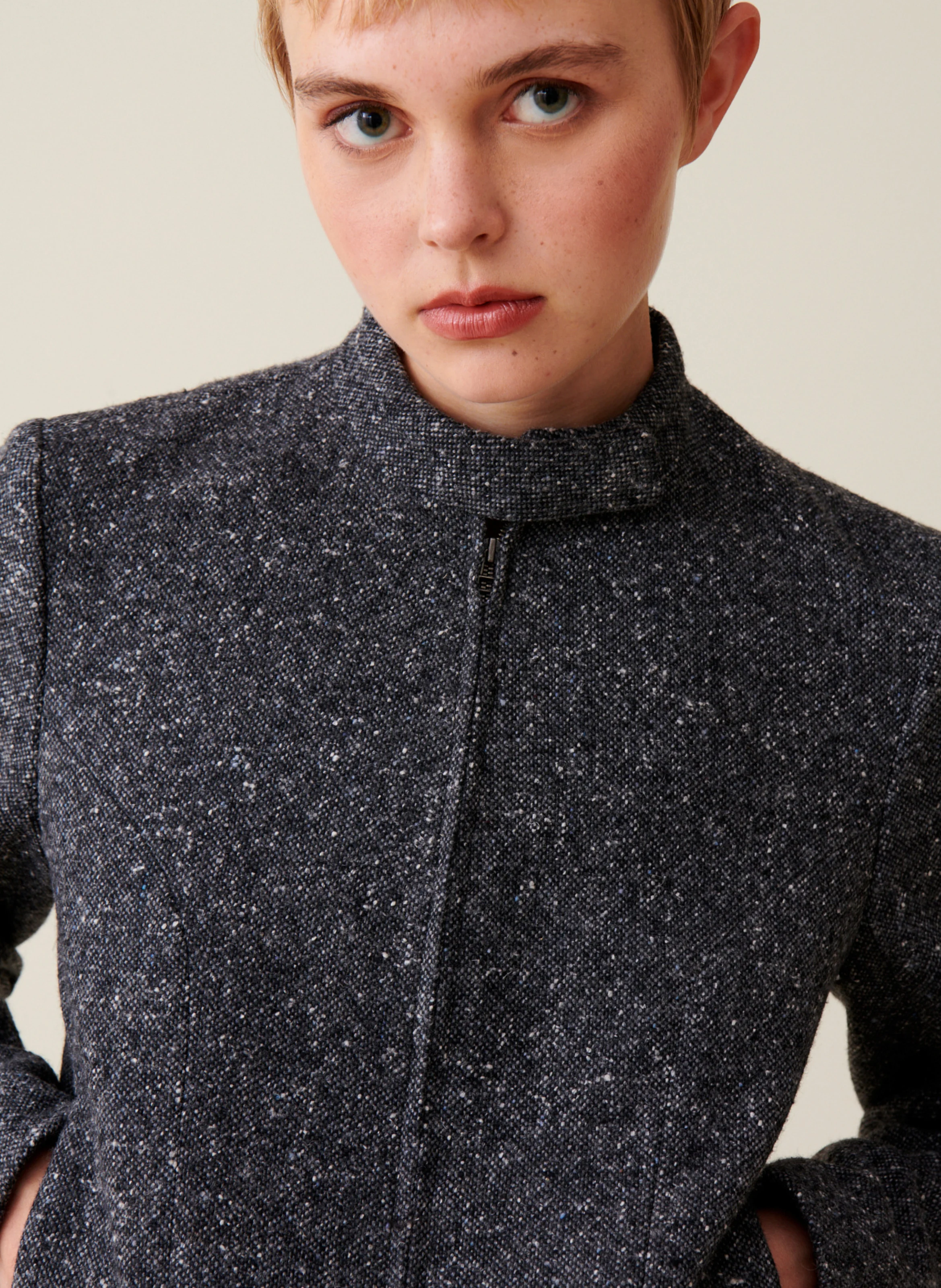 Veste droite col montant | Gris